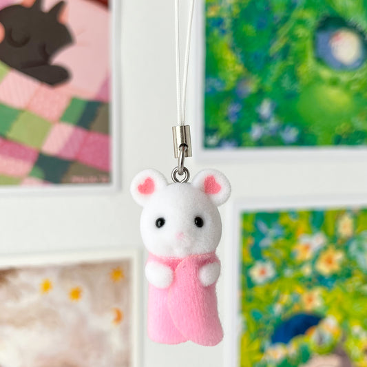 phone charm ratón marshmallow - rosa