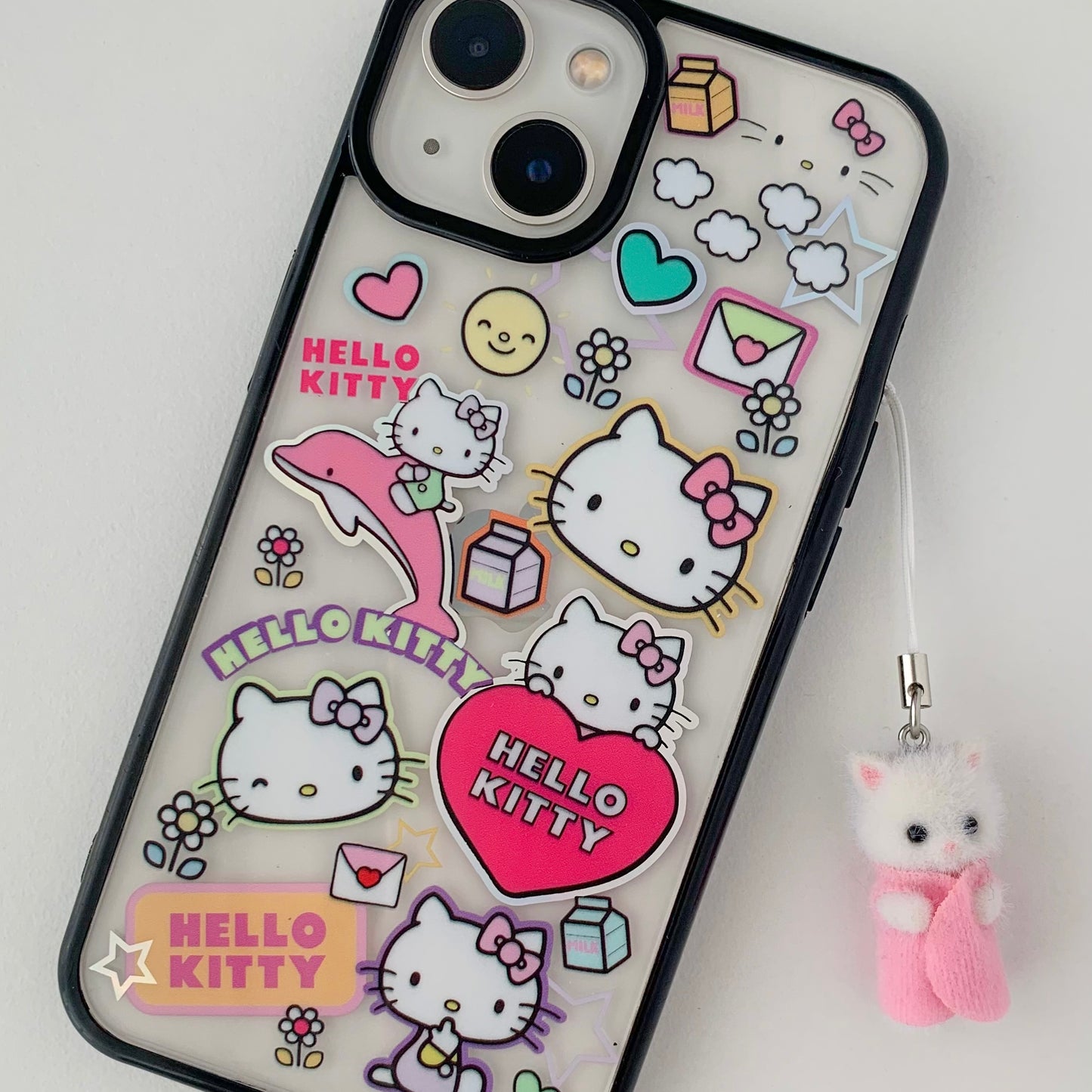 phone charm ratón marshmallow - rosa