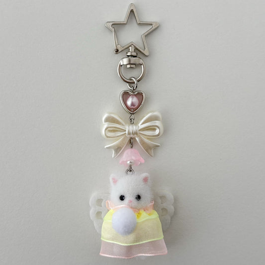 fairy princess kitty beaded keychain