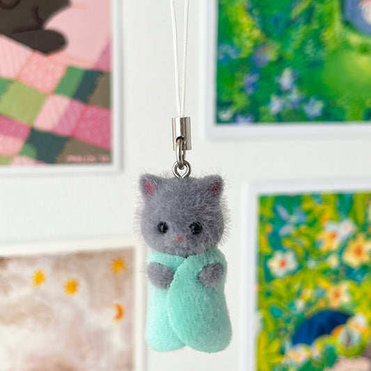 persian kitten phone charm - blue