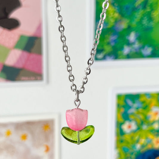 tulip necklace - pink