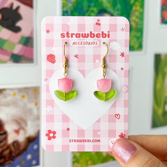 tulip earrings - pink