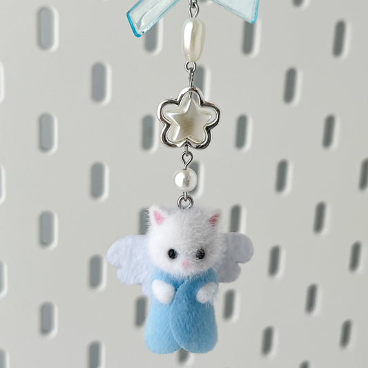 blue kitty beaded keychain • fairy kittens