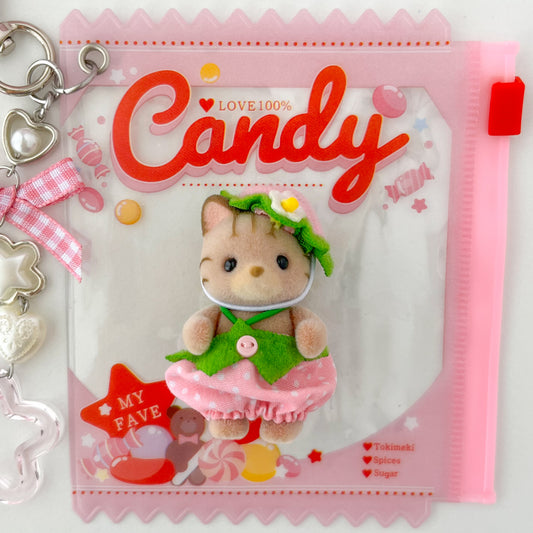 keychain carry case 🧸 strawberry tabby cat