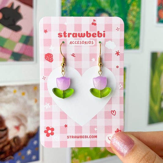 tulip earrings - lilac