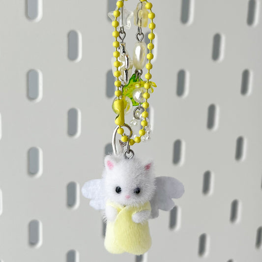 yellow kitty beaded keychain • fairy kittens