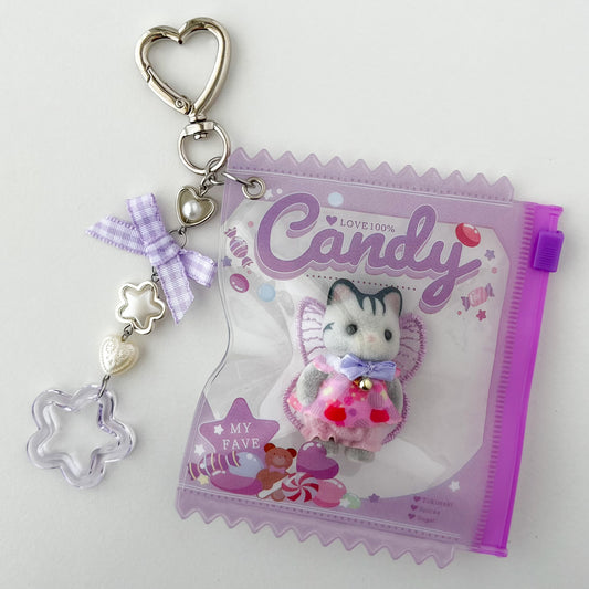 keychain carry case 🧸 fairy grey cat