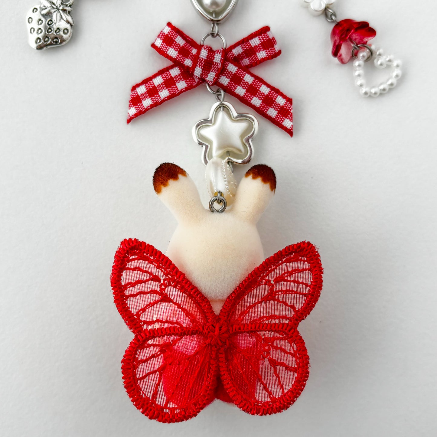 fairy bunny beaded keychain