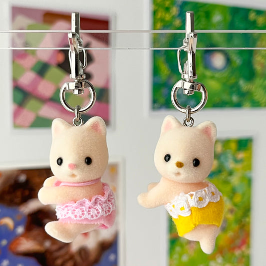 silk cat keychain • twin babies