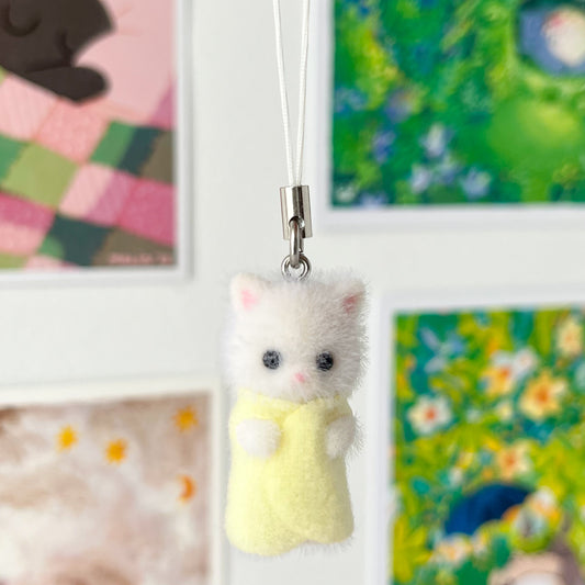 persian kitten phone charm - yellow