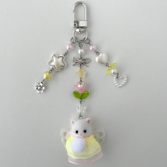 kitten princess beaded keychain • fairy babies