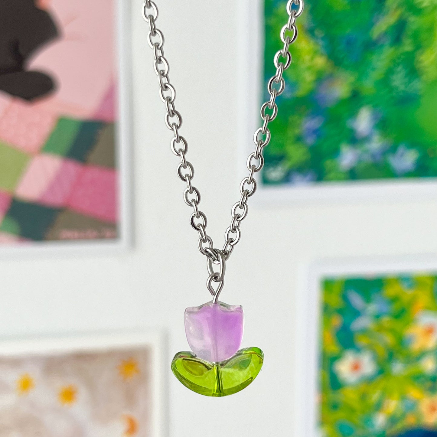 tulip necklace - lilac