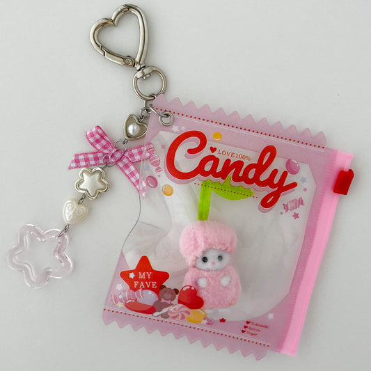 keychain carry case 🧸 pink cherry kitty