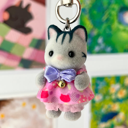 grey tabby cat baby keychain • kitties