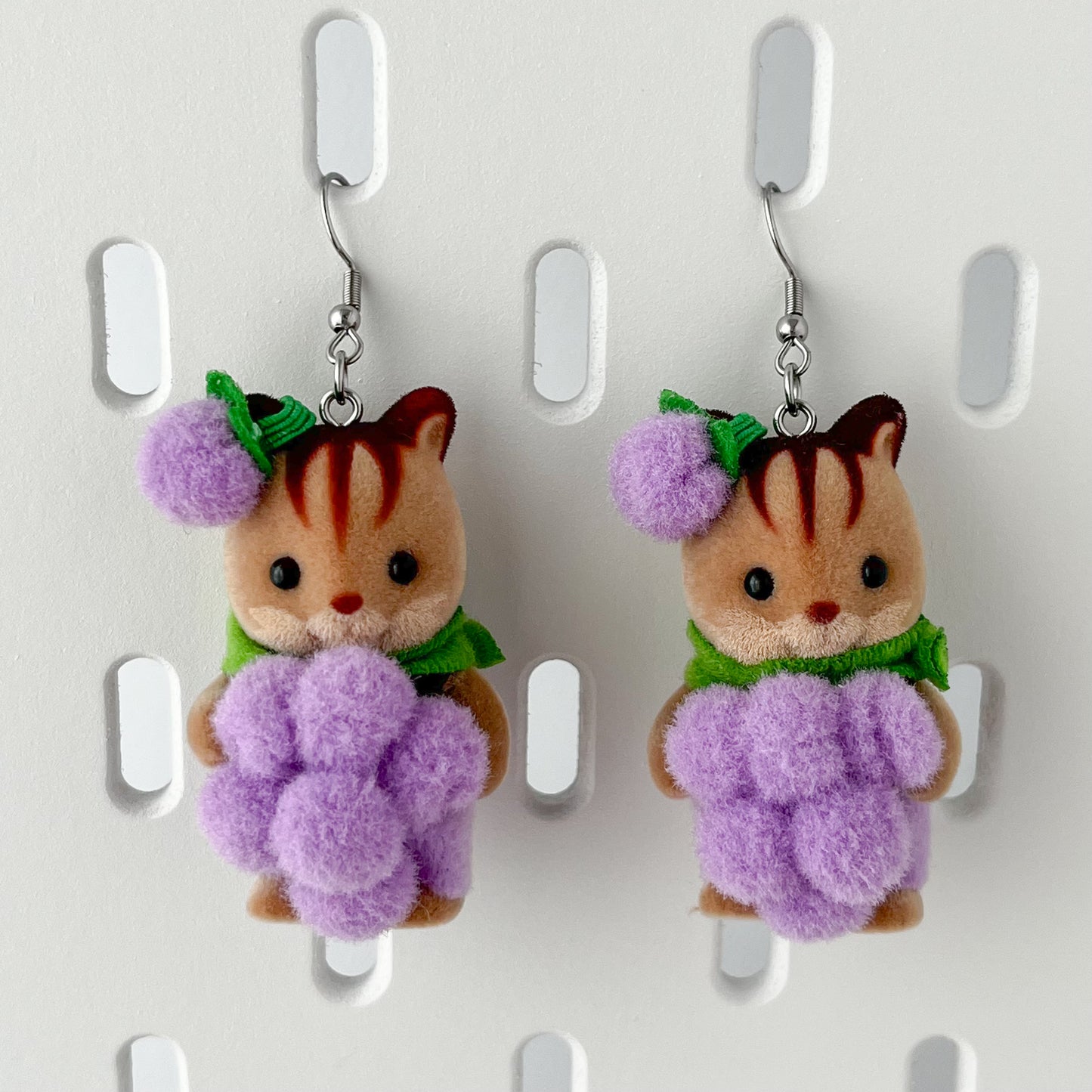 grape squirrel earrings 🍇 fruit babies