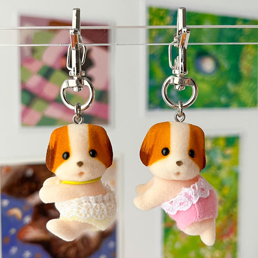chiffon dog keychain • twin babies