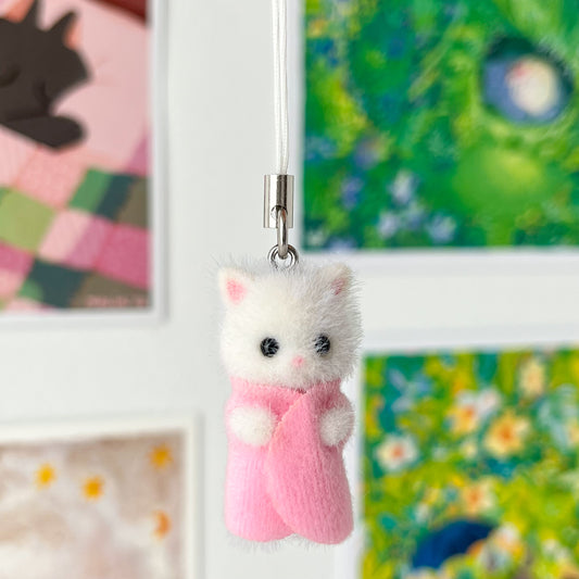 persian kitten phone charm - pink