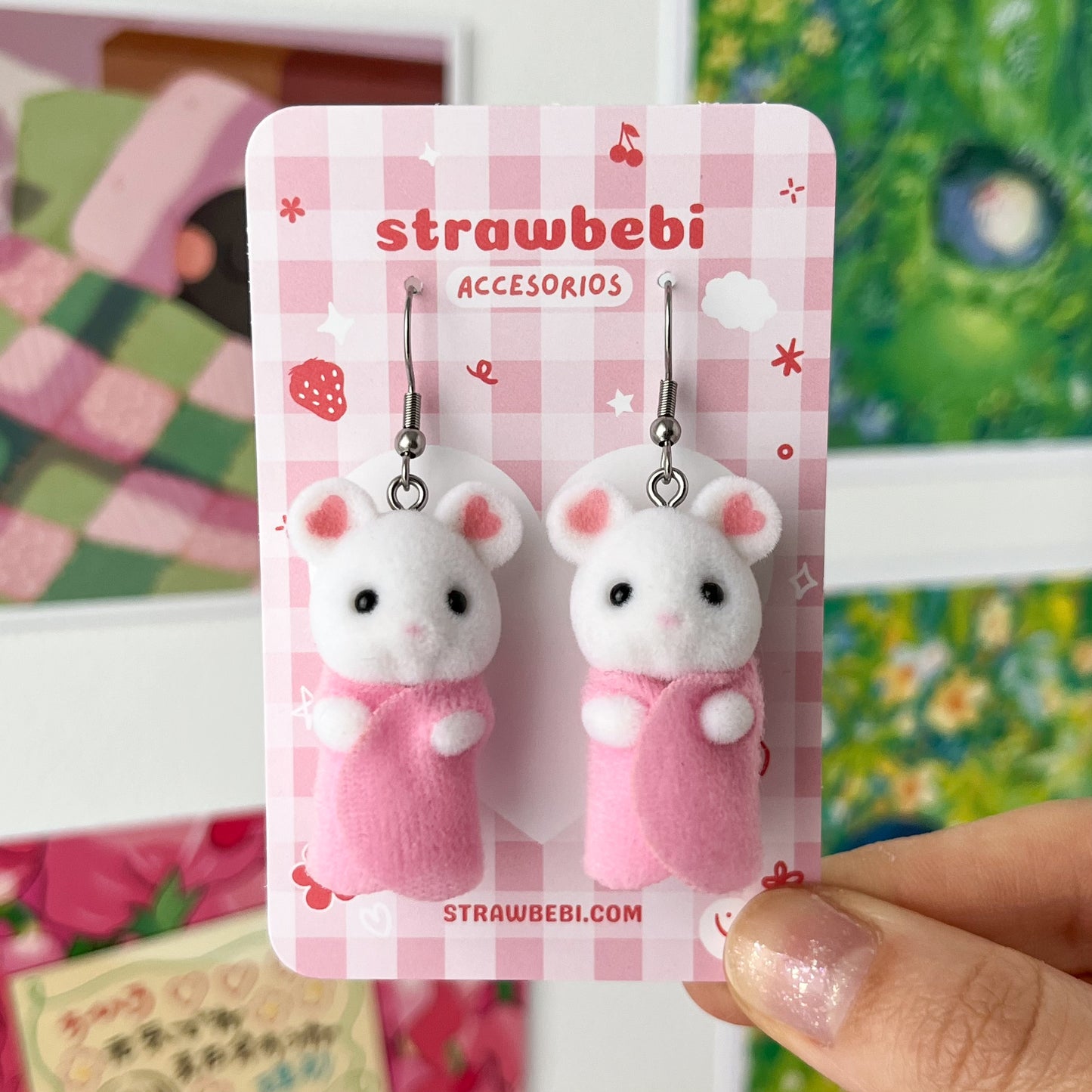 marshmallow mouse earrings