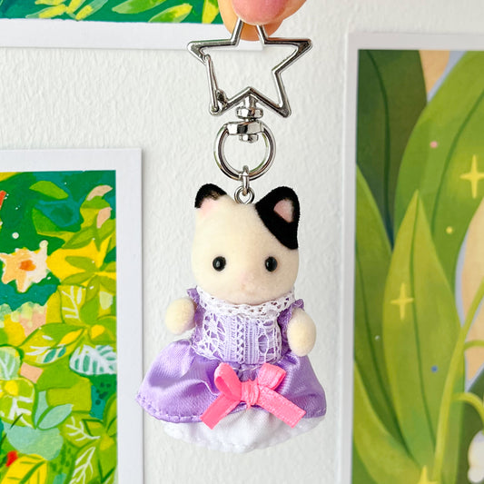 tuxedo cat princess keychain (lilac) • royal babies