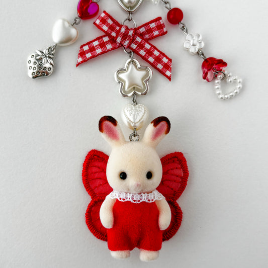 fairy bunny beaded keychain