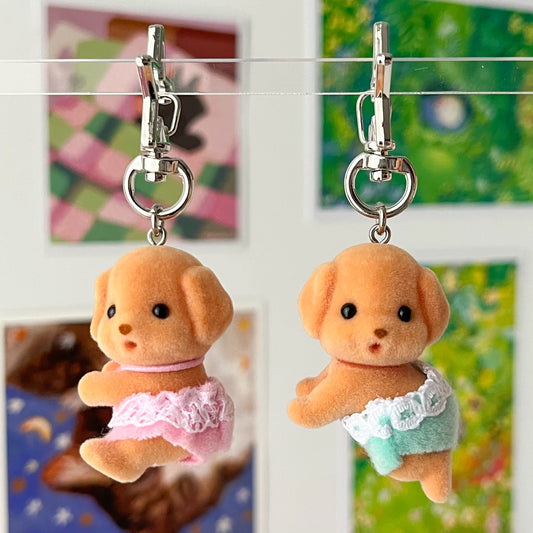 toy poodle dog keychain • twin babies