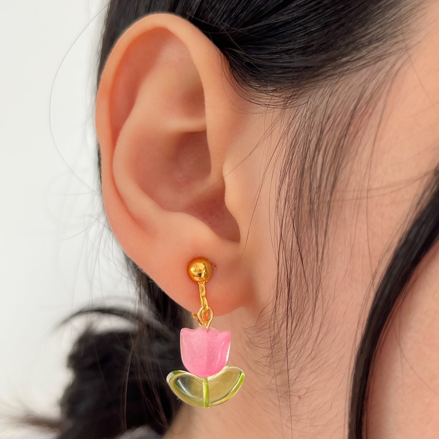 tulip earrings - pink