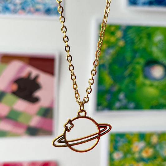 saturn necklace • gold