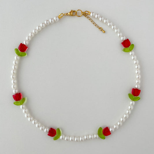 tulip necklace • red