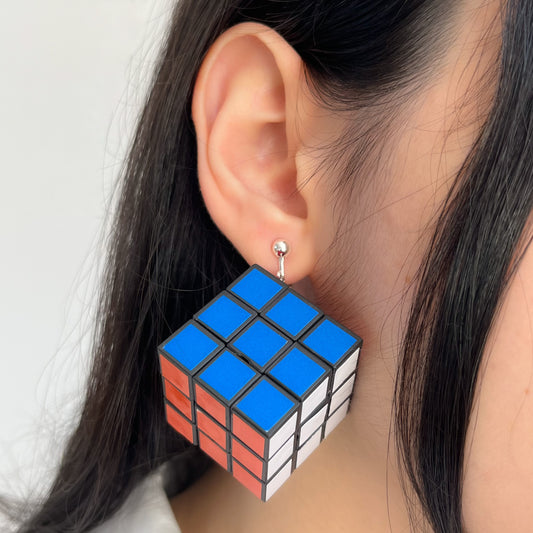 mini rubik's cube earrings