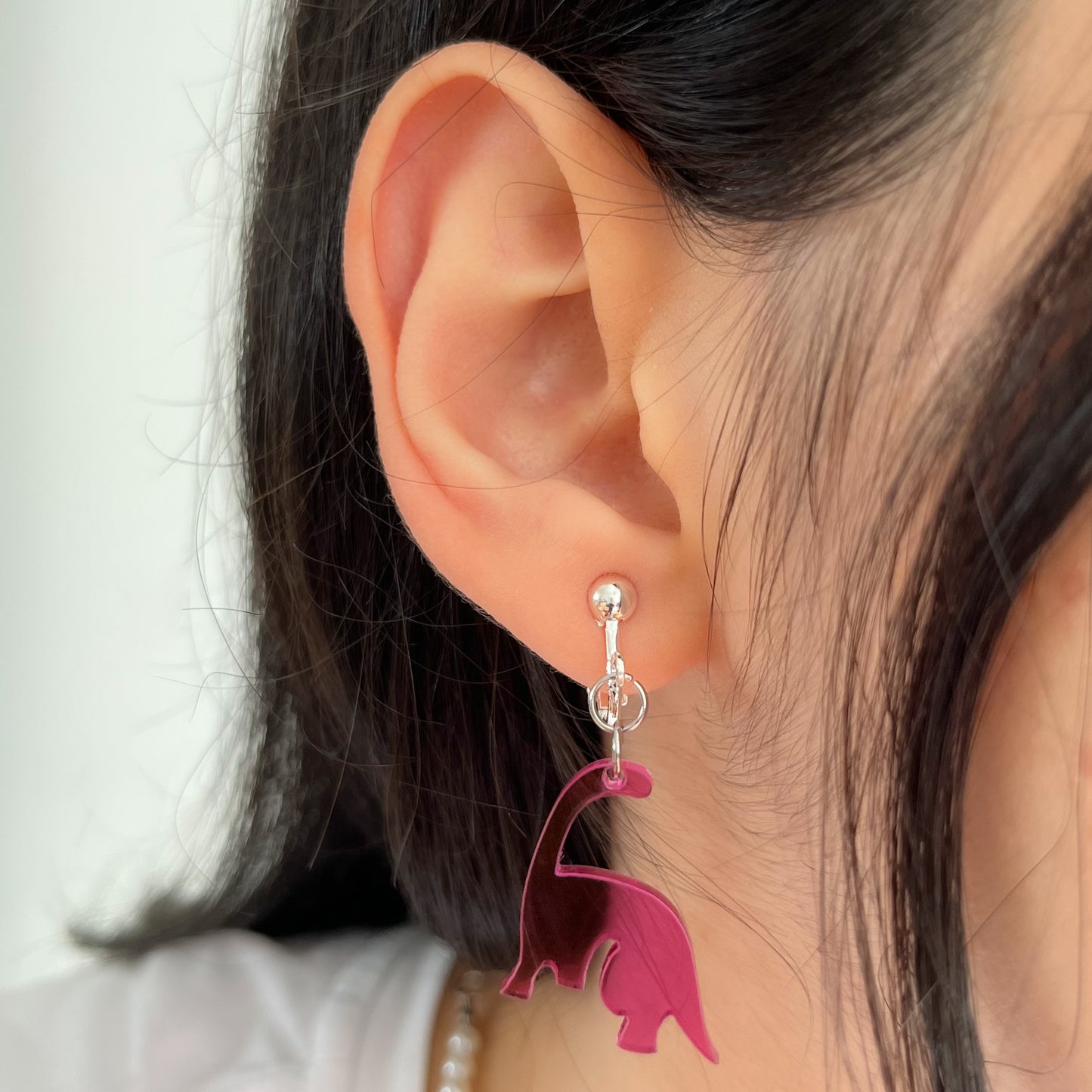 dino earrings • pink