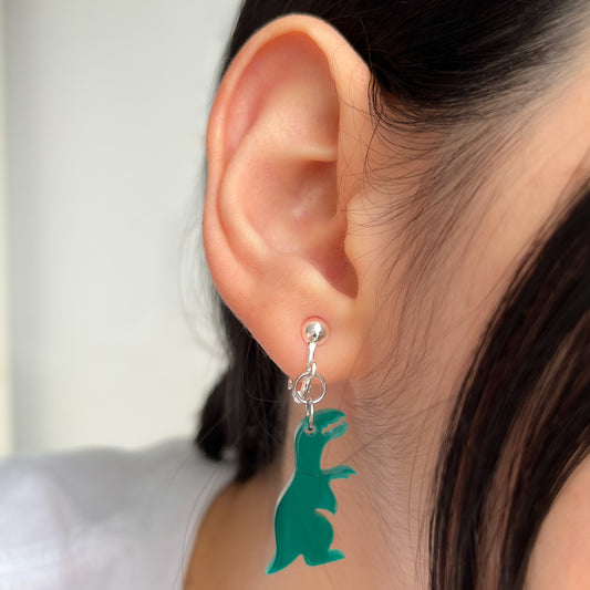dino earrings • green