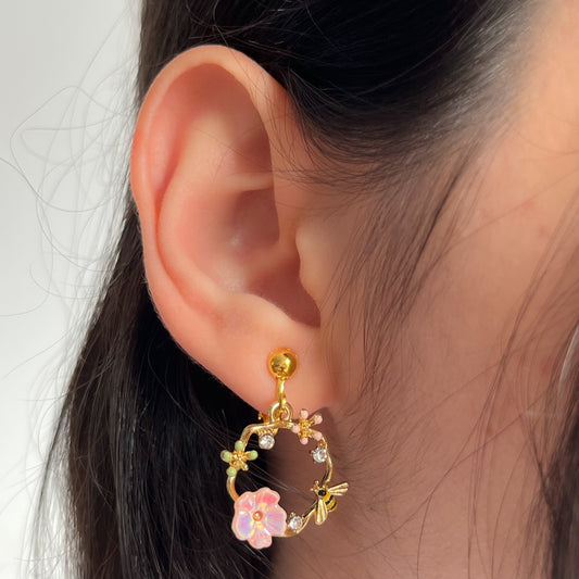 bee crown earrings