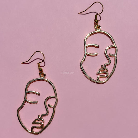 abstract face earrings • gold